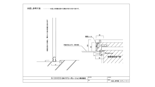 スチール製：水返し納まり例